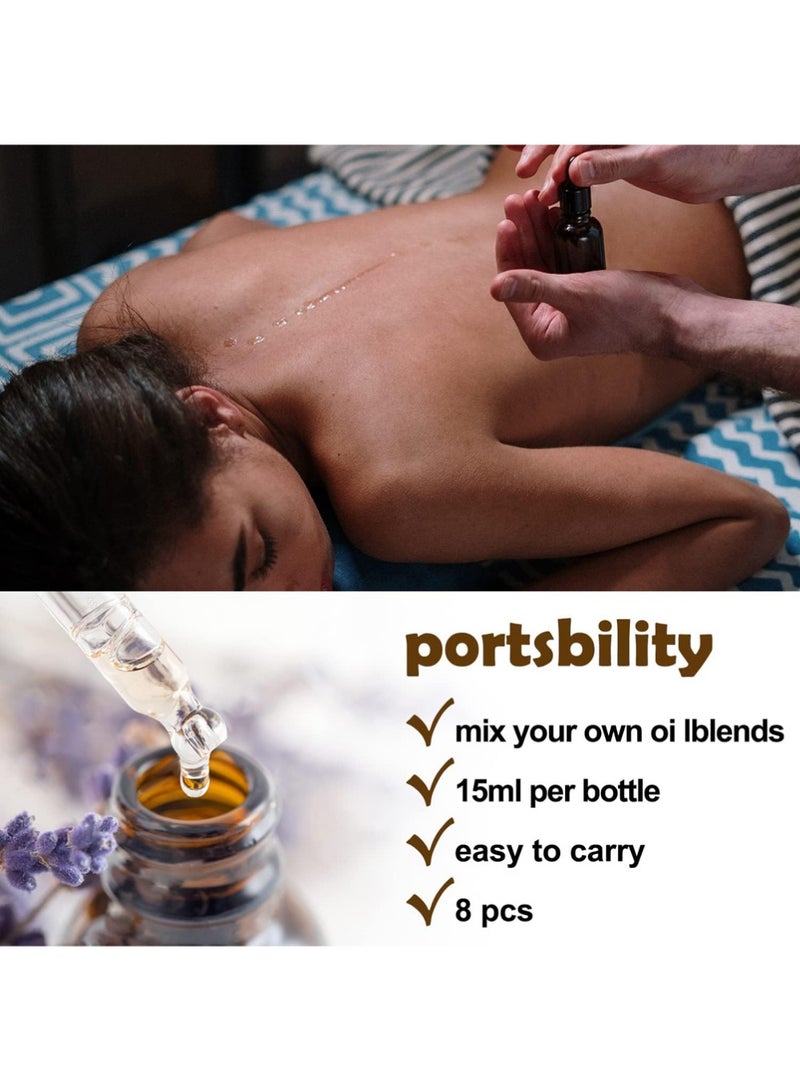 YOUGE 8PCS Amber Dropper Bottle, Empty Eye Glass Dropper Bottles with Glass Pipette Dropper, Small Sample Glass Bottles for Essential Oil Diffuser, Massage, Beauty Oil Mix (15ml) - Image 5